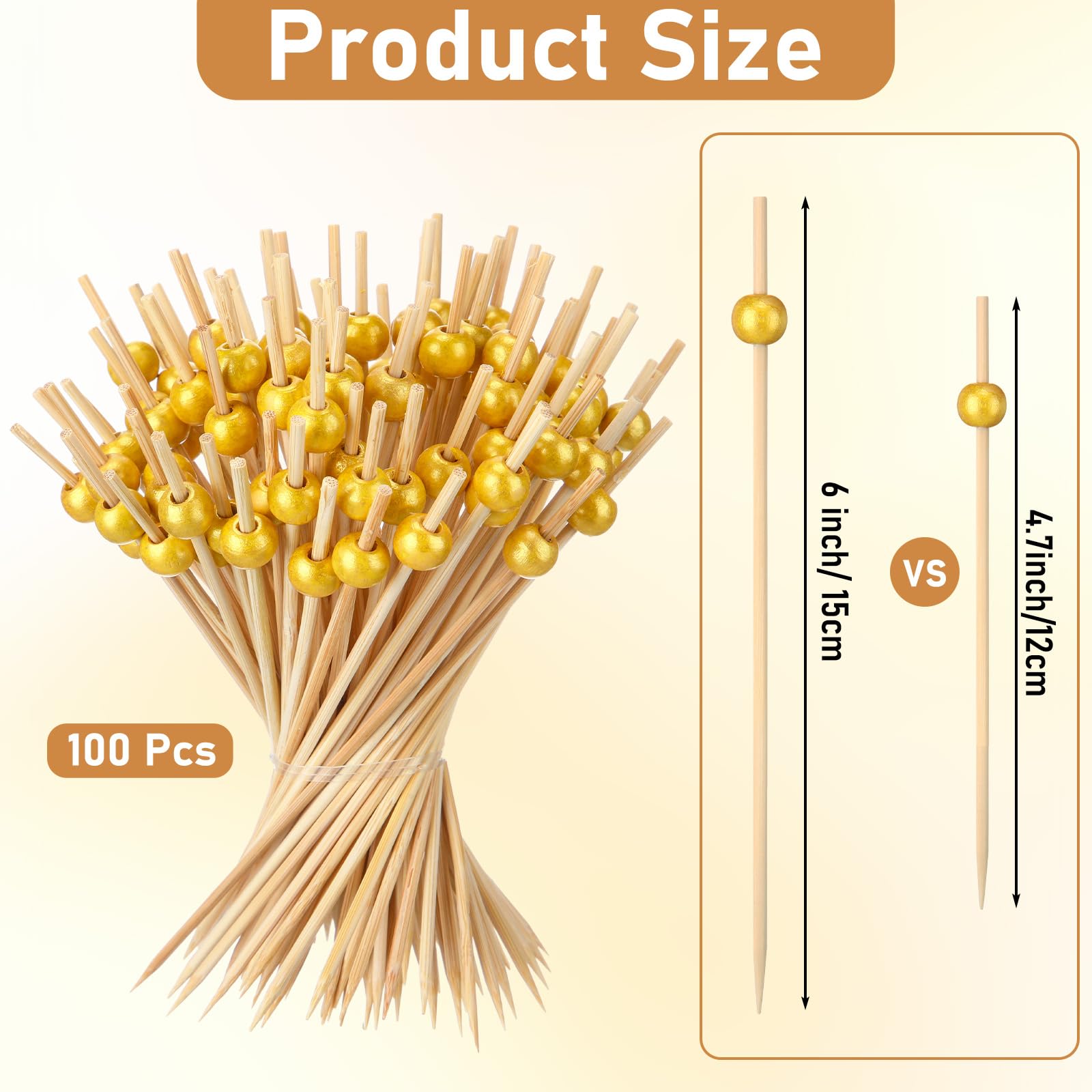 LOYIM 6-inch bamboo skewers for multi-item appetizers and easy handling.