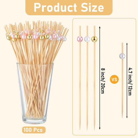 LOYIM bamboo skewers for fruit and dessert 8-inch sturdy and versatile