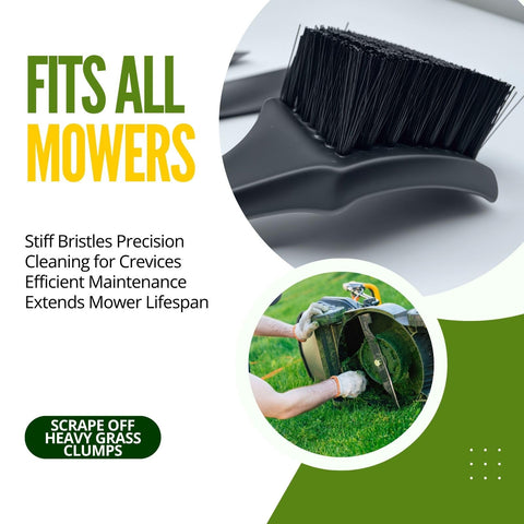Loyipu stiff-bristle brush cleans mower deck crevices without disassembly