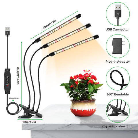 LPMZMBL 360° gooseneck provides precise light direction for tall plants