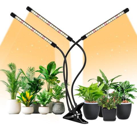 LPMZMBL full-spectrum LED grow light with three heads over seedlings, promoting even growth.