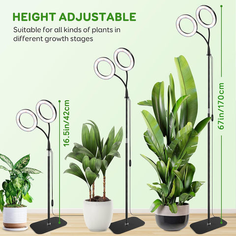 LPMZMBL adjustable height grow light positioned above tall greenery