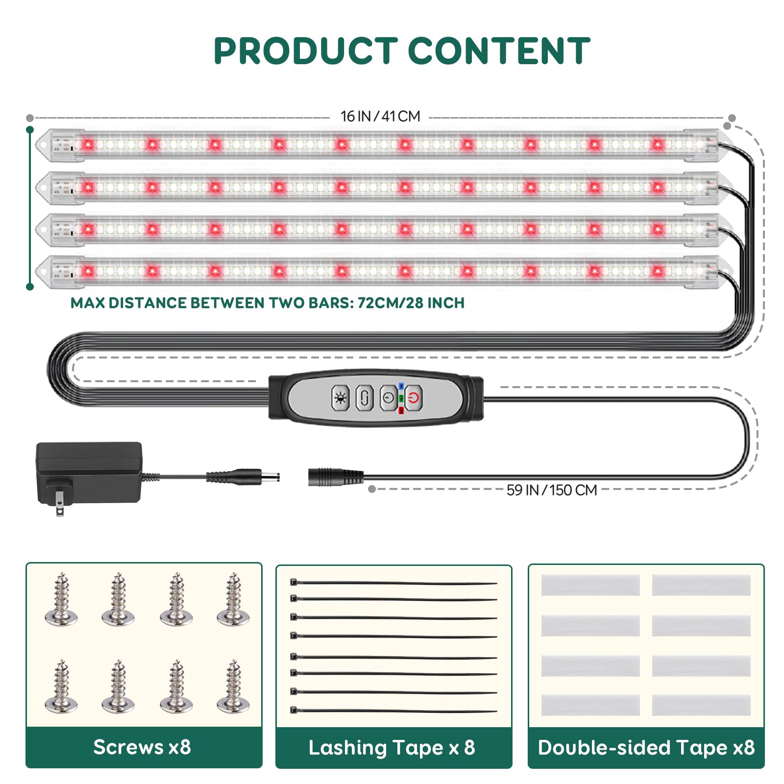LPMZMBL strips install easily on shelves, stands, or greenhouses