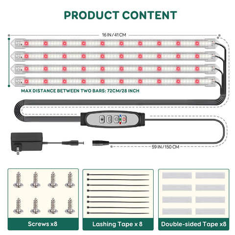 LPMZMBL strips install easily on shelves, stands, or greenhouses