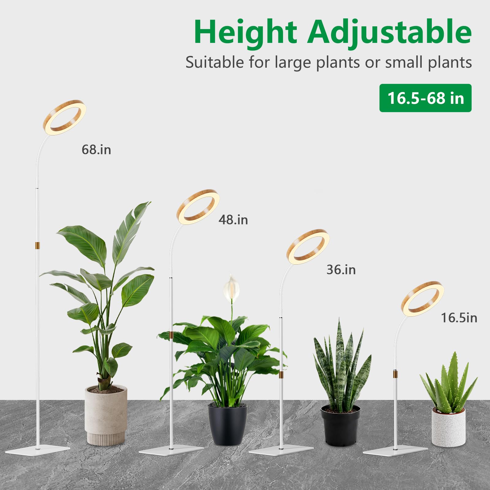 LPMZMBL grow light telescopic pole extends height for versatile plant positioning.