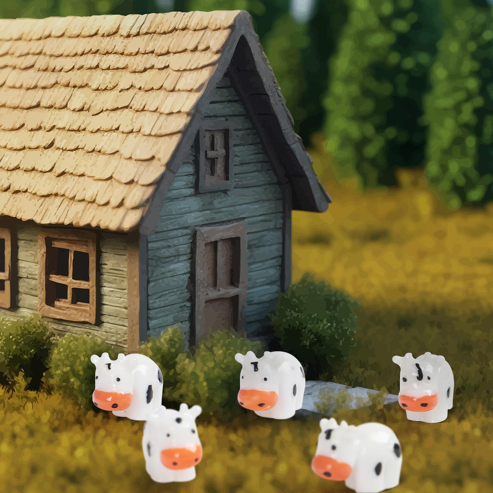 LPREUTWN mini cows for garden decor, durable resin with lasting color.