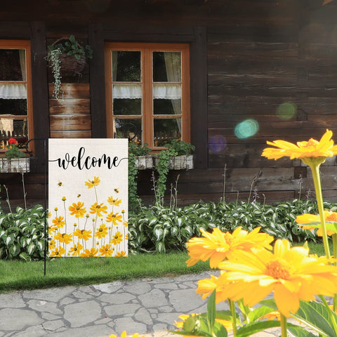 LPREUTWN Sunflower Bee flag for welcoming garden spaces and neighbors.