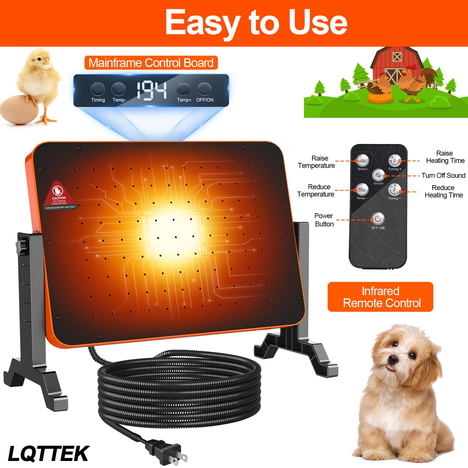 LQTTEK heating area 15.8 by 12.3 inches covers more chicks.