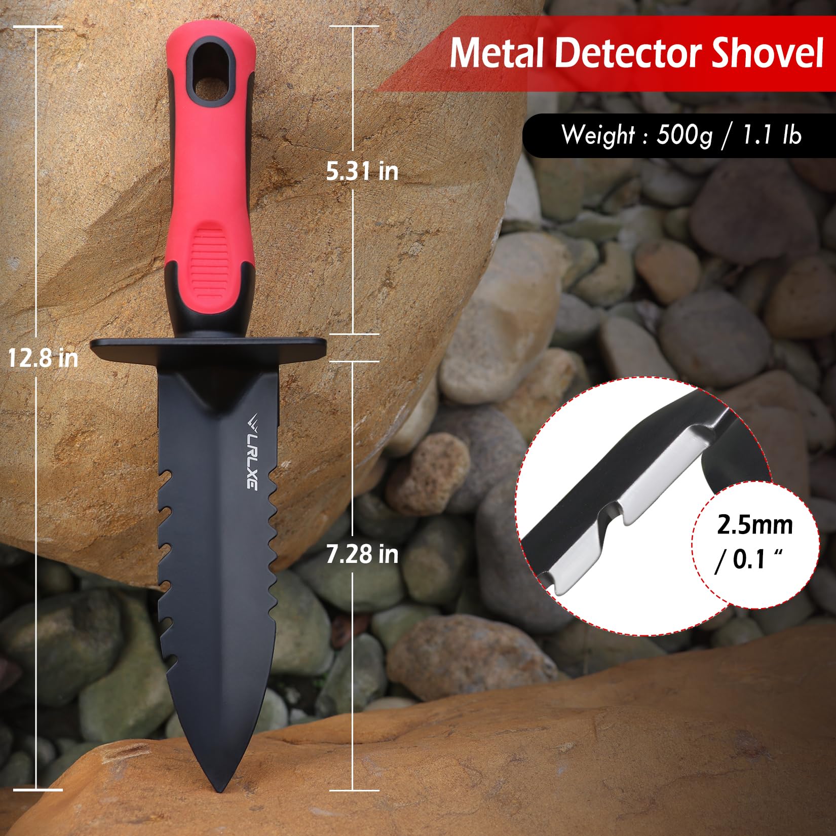 LRLXE metal detector shovel with nylon sheath for safe belt carry