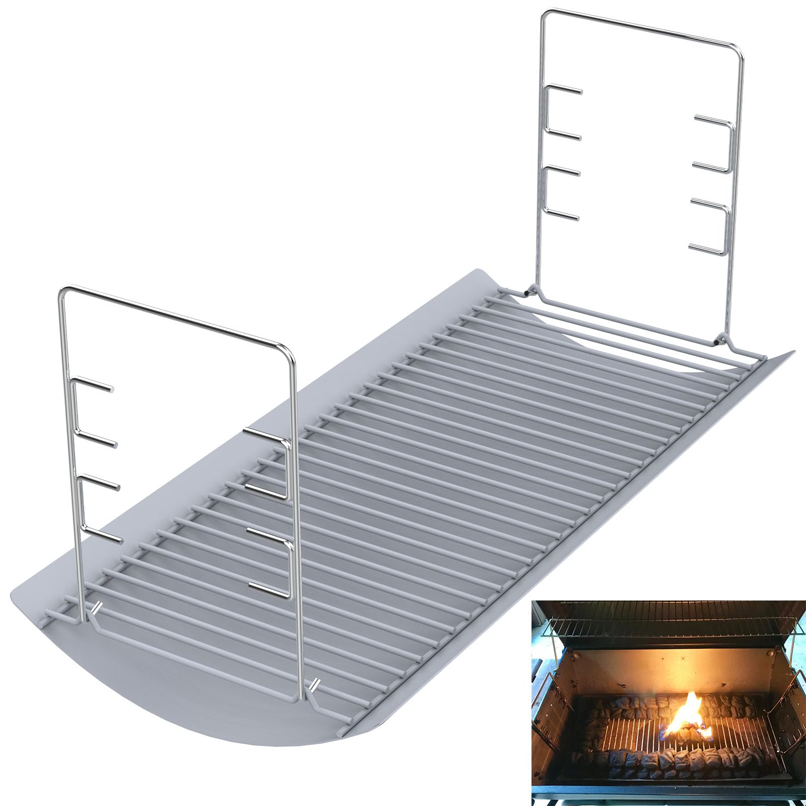LS'BABQ 27-inch charcoal ash pan with large capacity for longer grilling sessions.