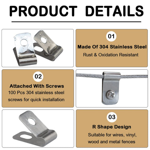LSGCQ stainless steel fence clips on a wood post demonstrate secure attachment.