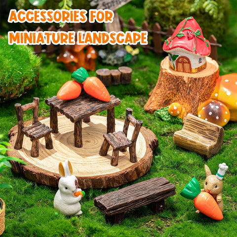 LSGYPAQ handmade resin furniture with natural grain look enhances tiny garden displays.