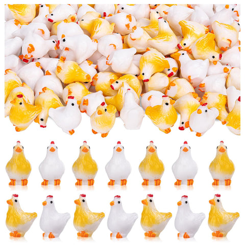 LSGYPAQ mini chickens in white and yellow, perfect for garden decor and craft projects.