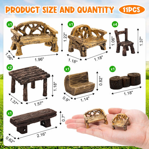 LSGYPAQ miniature bench and chairs offering vintage-style charm for dollhouses.