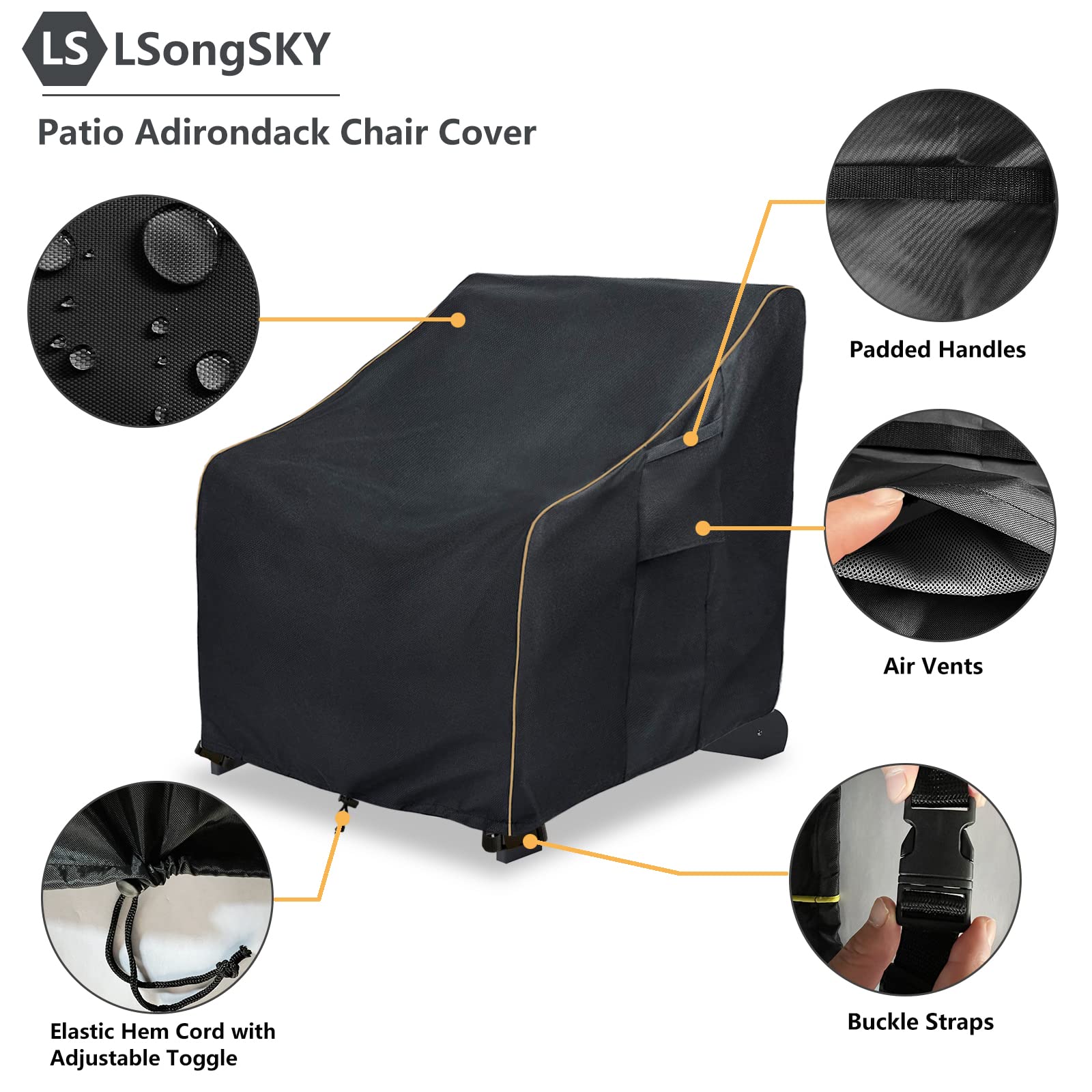 LSongSKY attachment straps secure cover over chair legs in windy conditions.