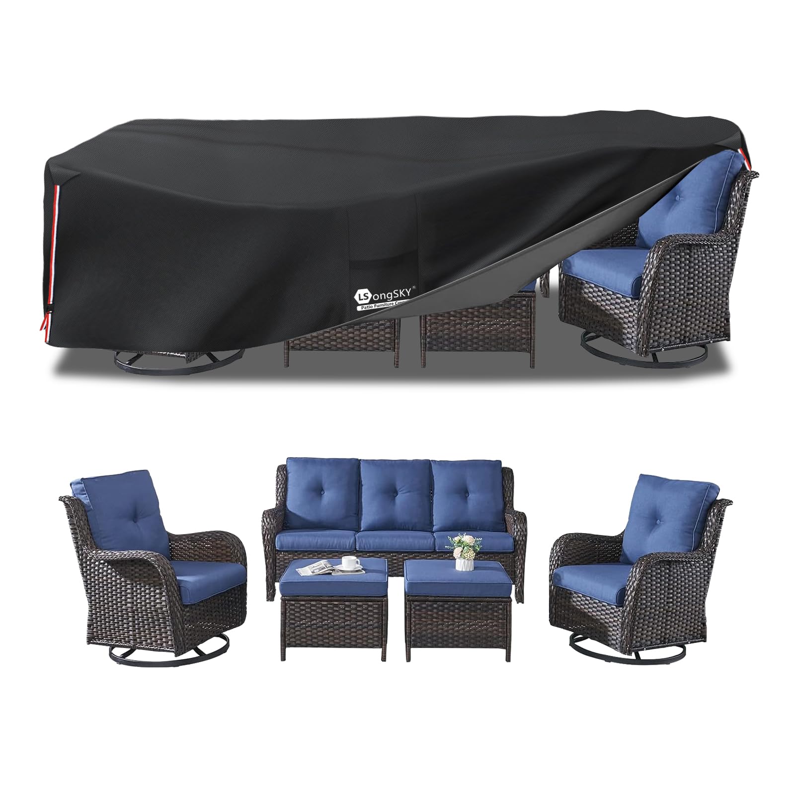 LSongSKY outdoor furniture cover for 6-8 piece sets protects against rain and debris