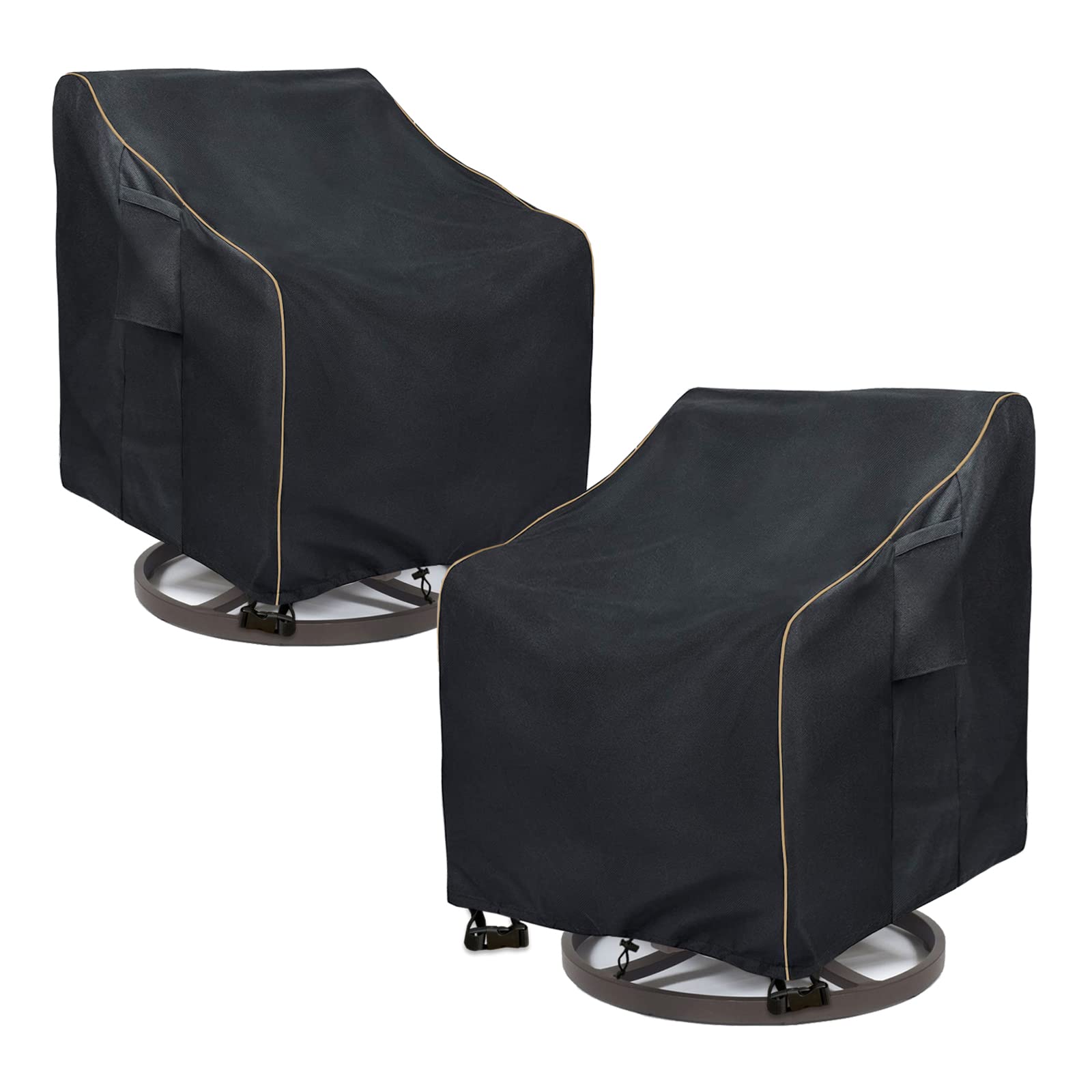 LSongSKY Outdoor Swivel Lounge Chair Cover front view protects chairs from rain and sun.