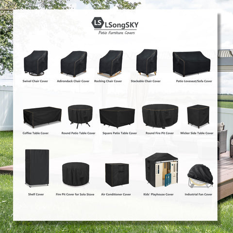 LSongSKY swivel chair cover side view shields furniture from wind and debris.