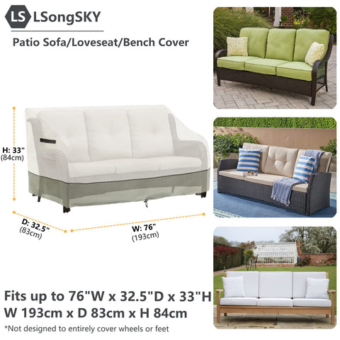 LSongSKY patio 3-seat sofa cover with air vents reduces condensation