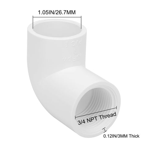 LSWTEIZ 90-degree PVC elbow with slip and female thread for tight corners.