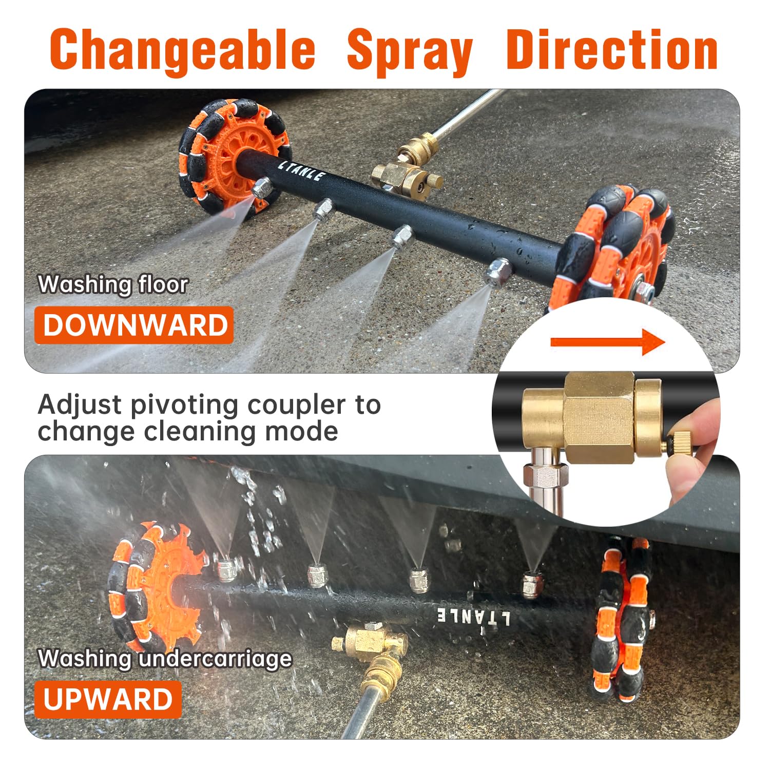 LTANLE spare wheel adds portability and stability during cleaning.