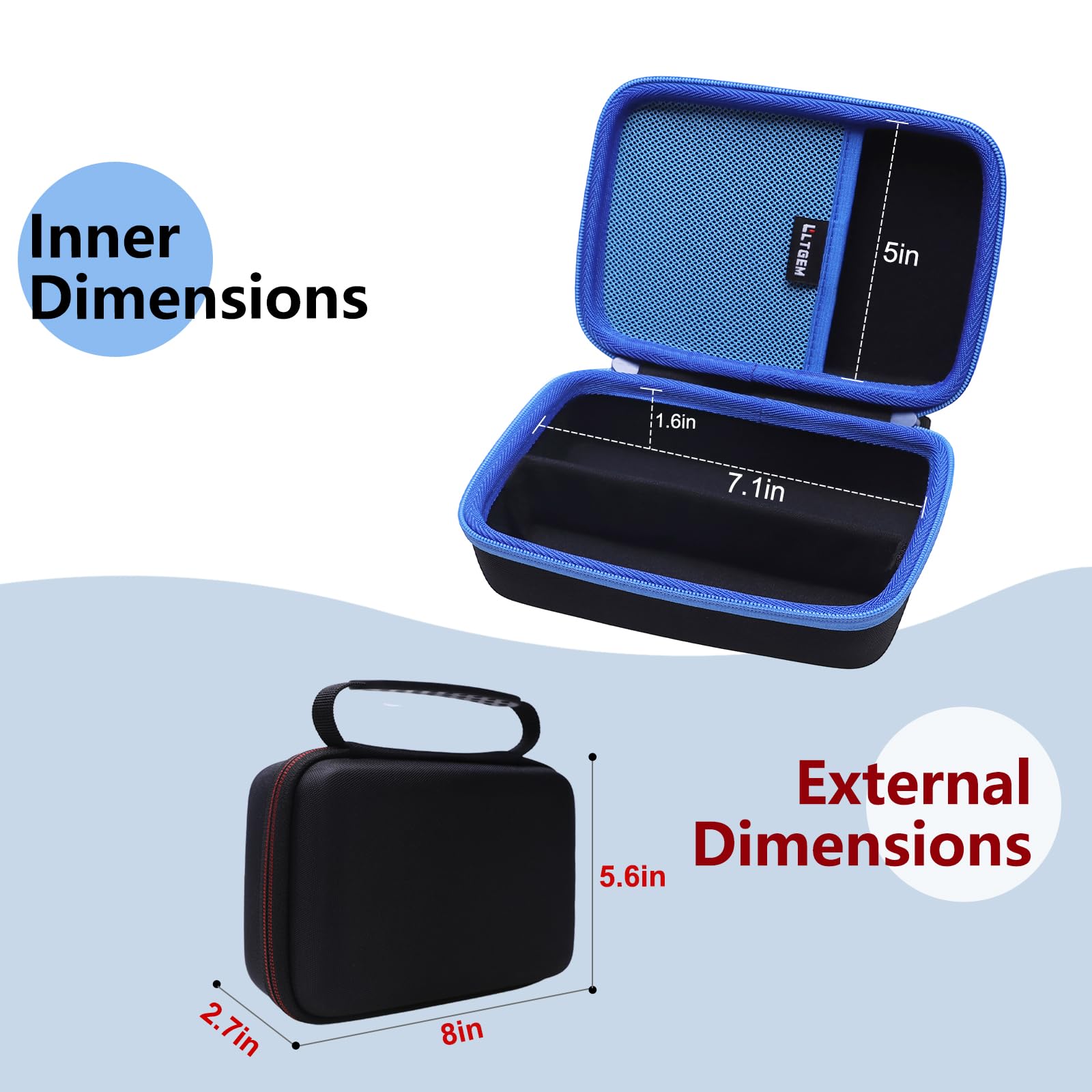 LTGEM case with portable handle for on-the-go cleaning