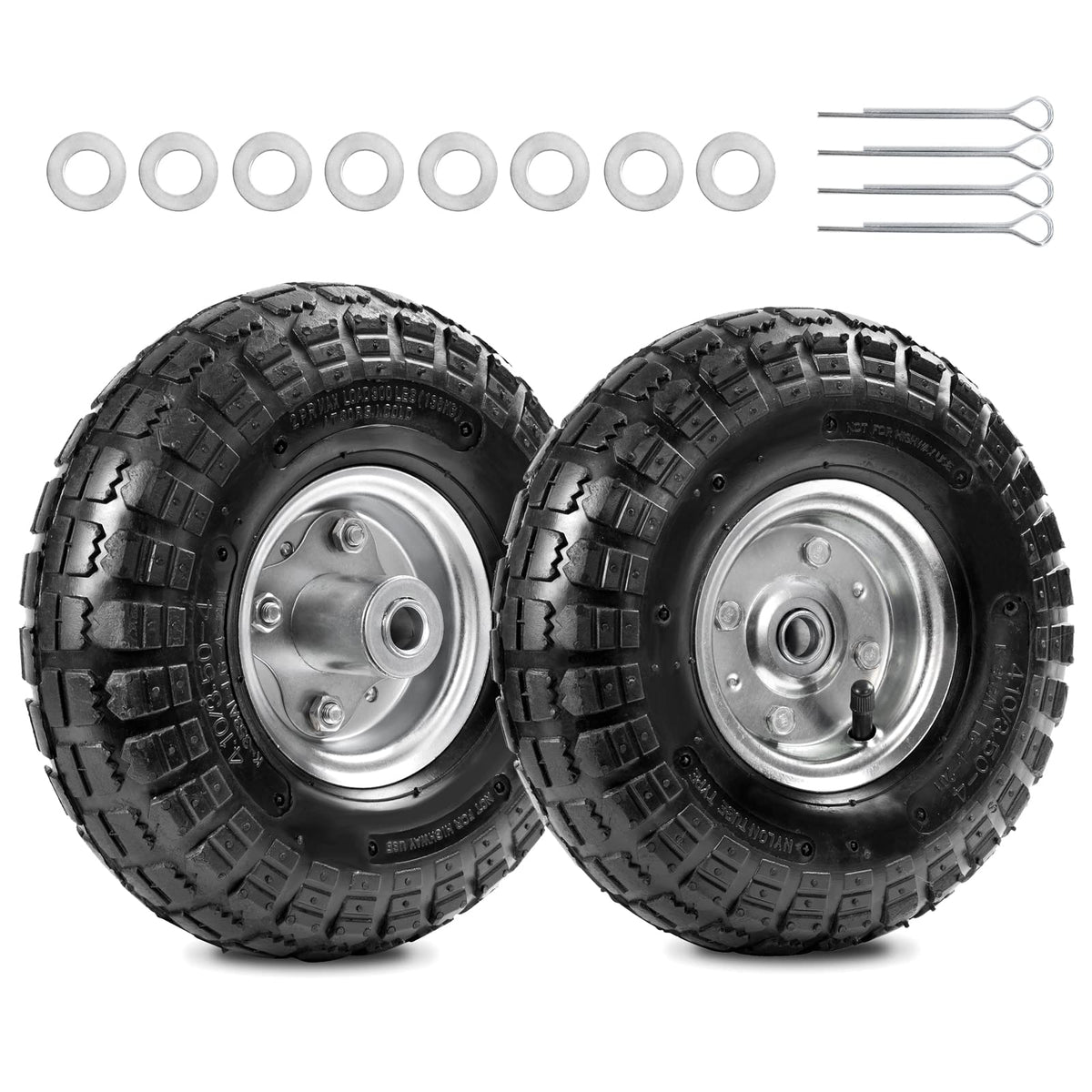 LTNICER 10-inch tire side view showing rugged rubber for heavy-duty carts