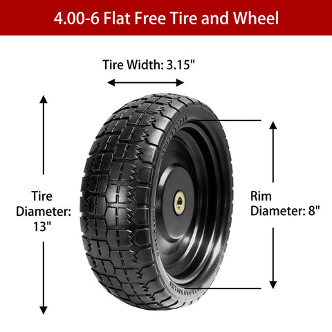 LTNICER 13in flat-free tire tread close-up shows grip on uneven surfaces.