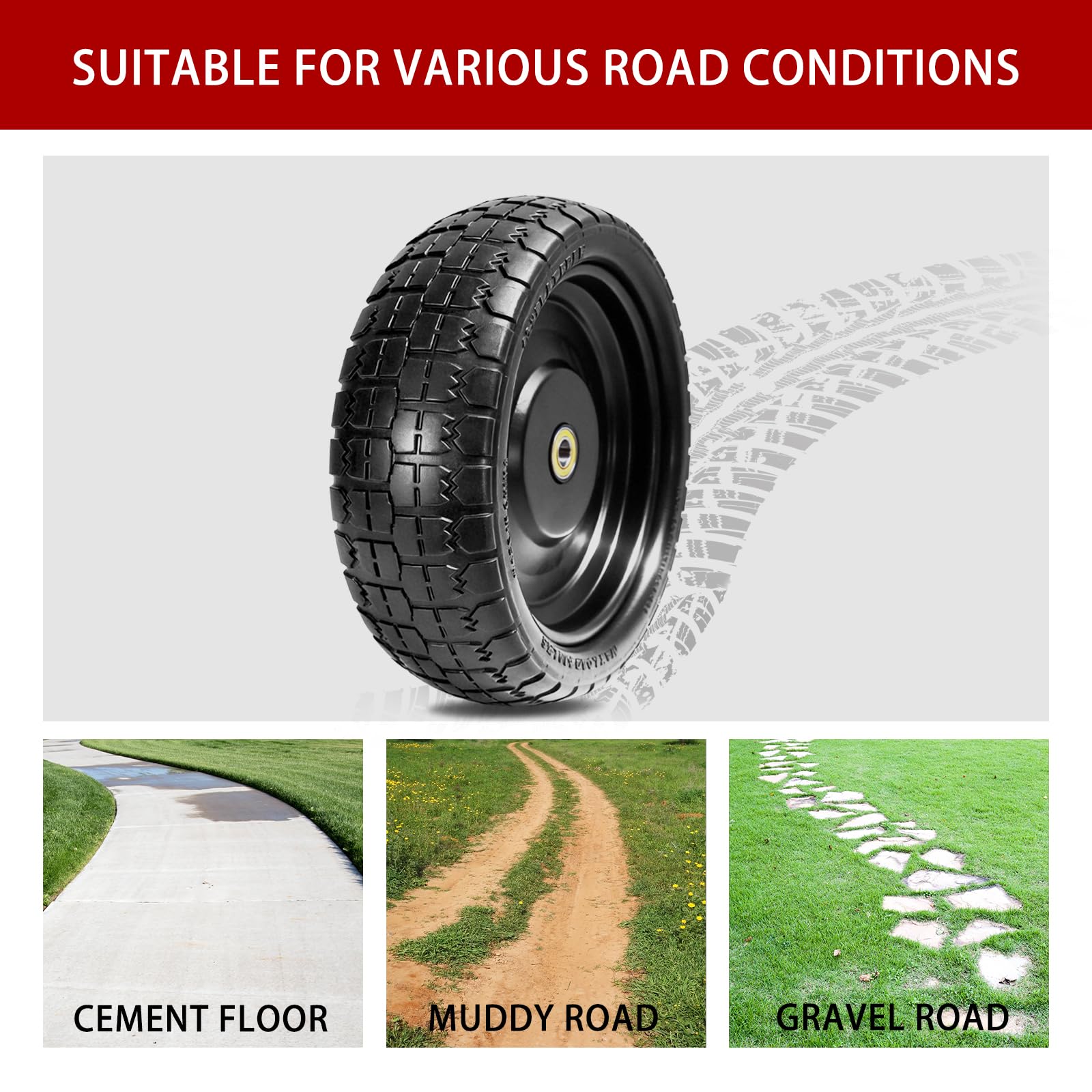 LTNICER flat-free tire set ready for yard and trailer tasks.