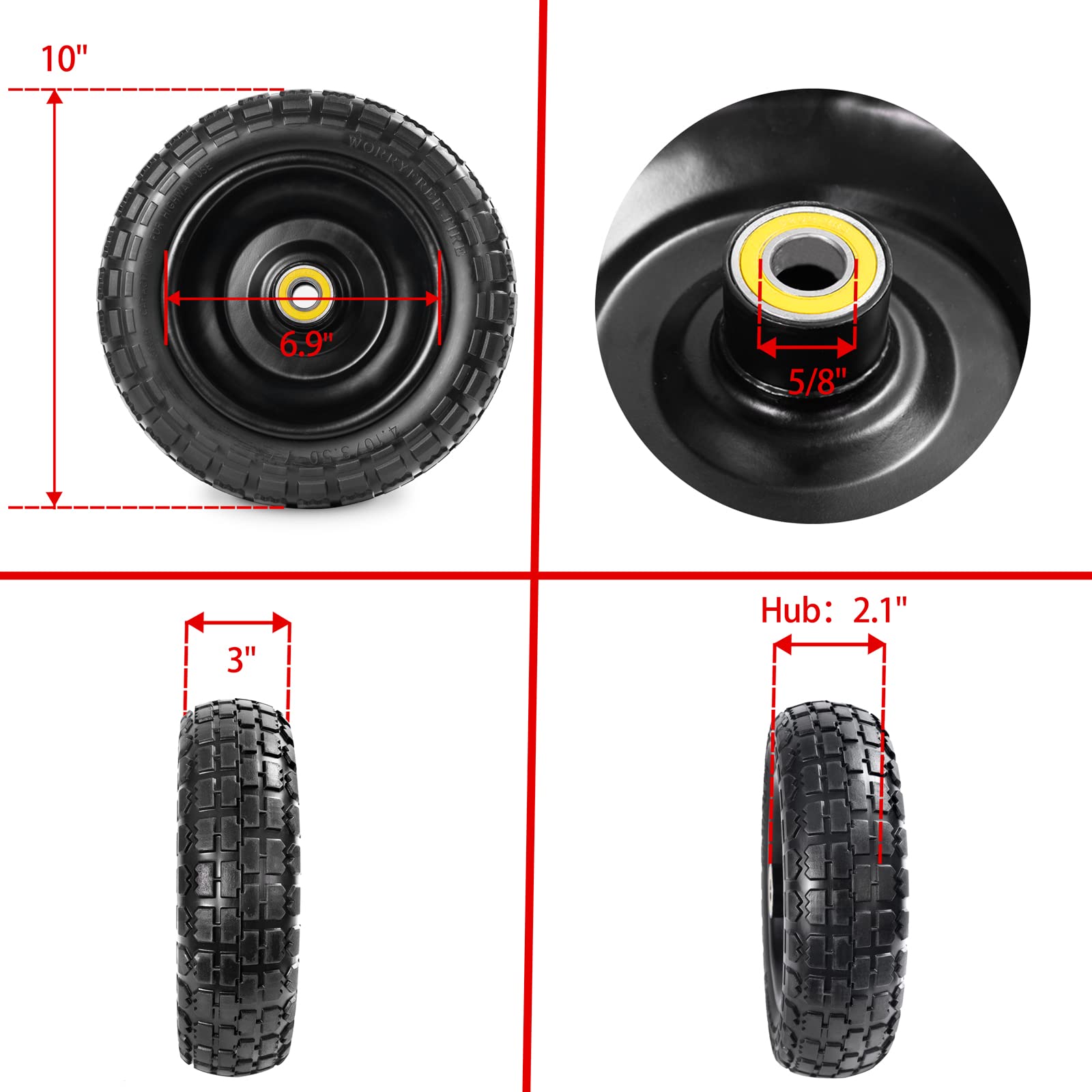 LTNICER flat-free solid tire assembly reduces downtime on job sites.