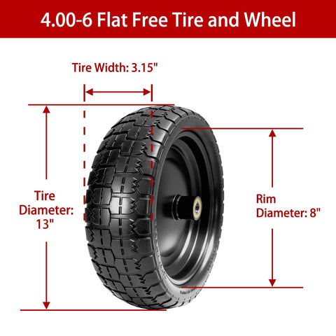 LTNICER solid tire wheel for garden carts on grass and gravel.