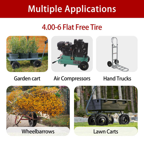 LTNICER 13in solid tire set mounted on Gorilla cart compatibility.