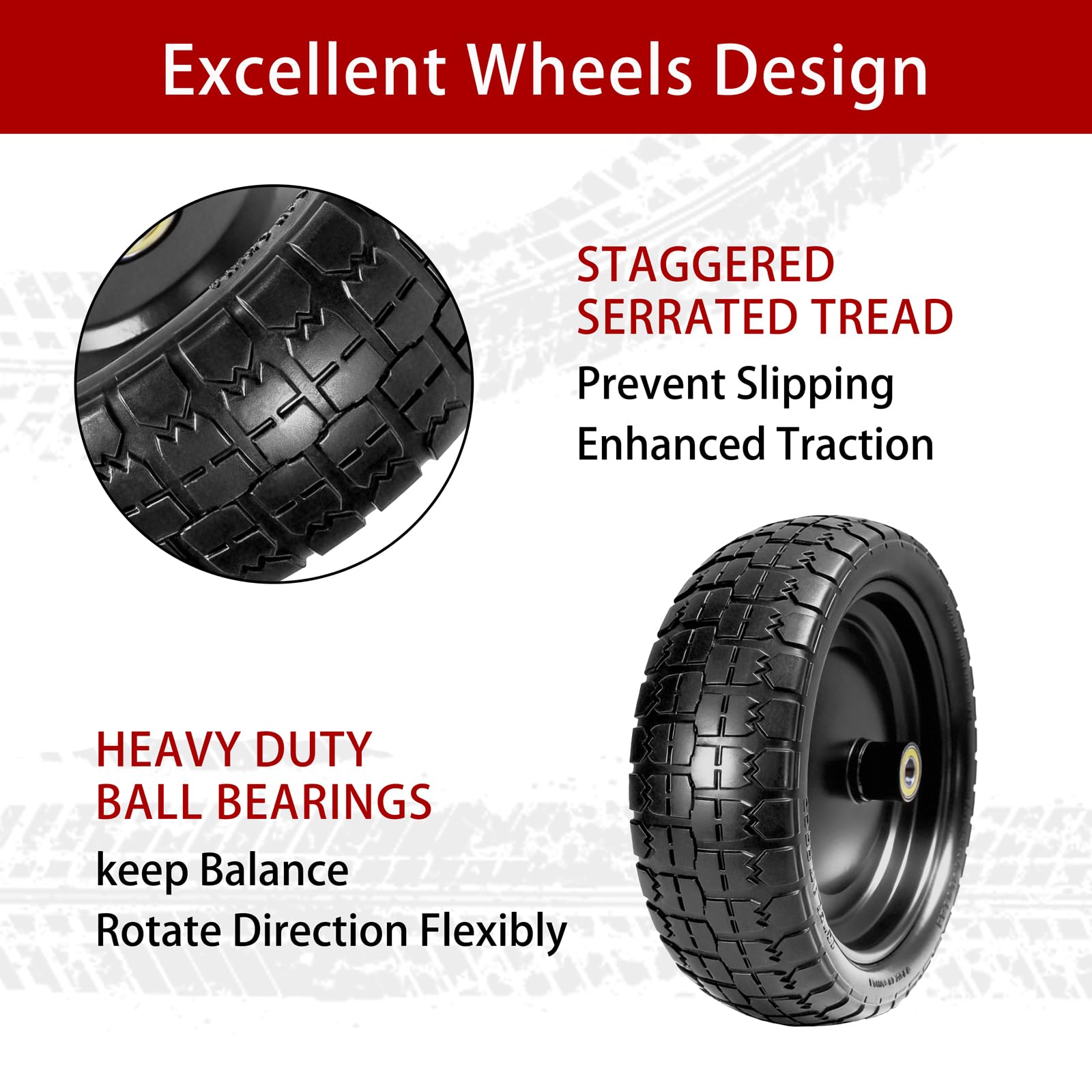 LTNICER wagon tire in garden use on grass with solid tread.