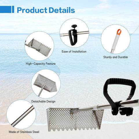 LTSEAME Sand Flea Rake auxiliary handle for easier digging and raking