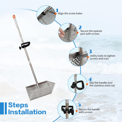 LTSEAME Sand Flea Rake 16-inch wide coverage for efficient sifting