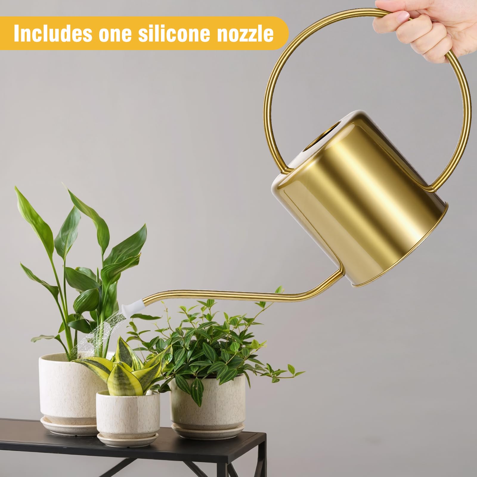LTSUMI silicone nozzle included for gentle watering of delicate plants