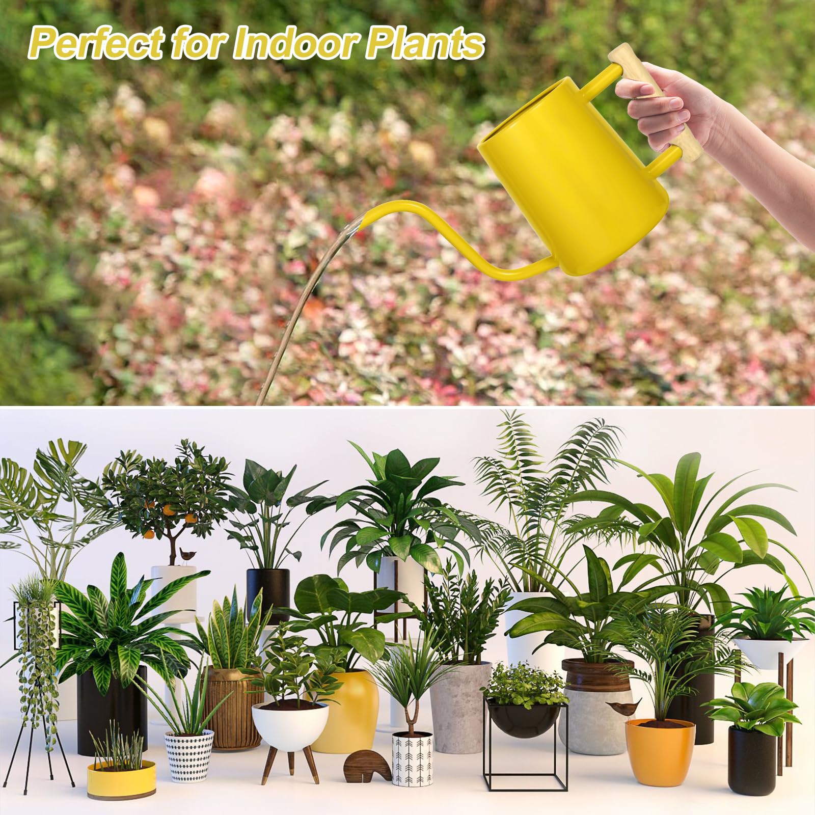 Decorative yet functional, this can enhances home decor while watering plants.