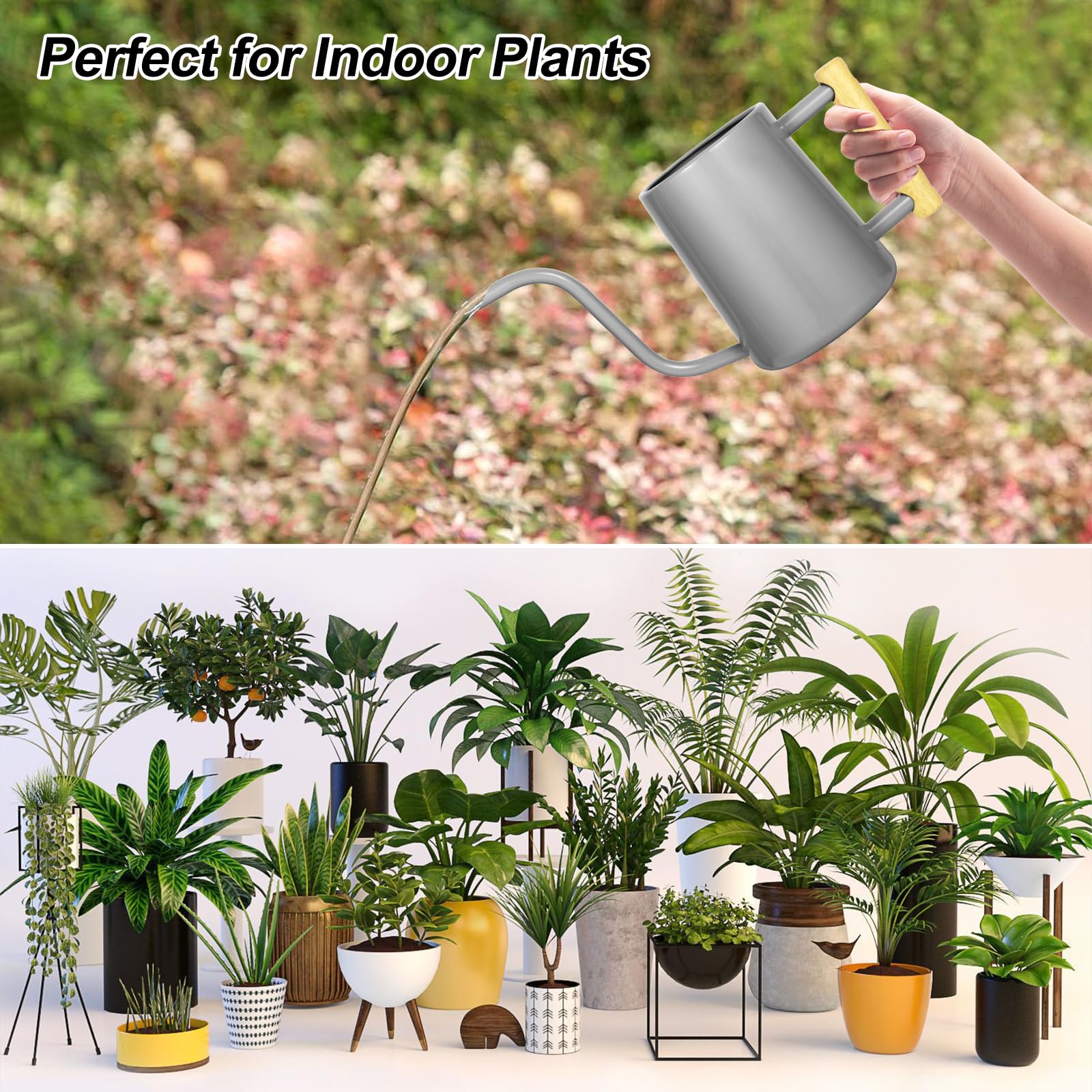 LTSUMI gray watering can suitable for modern home interiors and plant care.