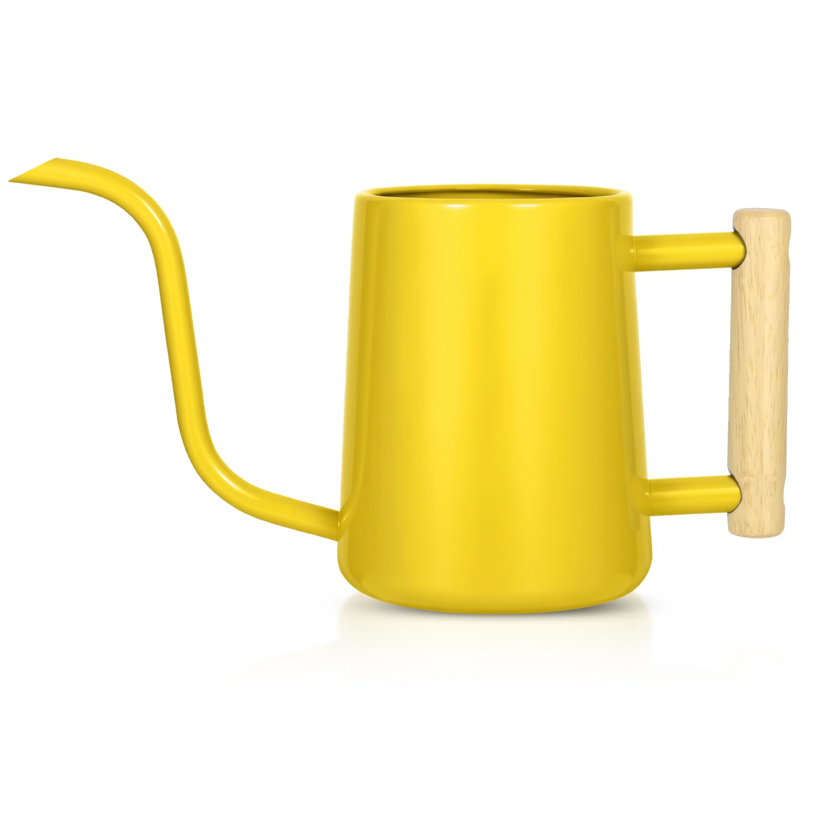 The LTSUMI watering can with yellow body highlights durable stainless steel.