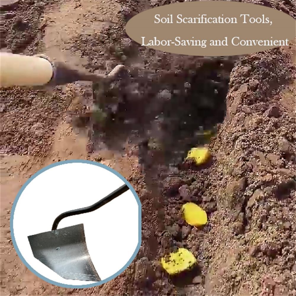 Lu7enWig weed-removal triangle hoe helps efficient bed weeding.