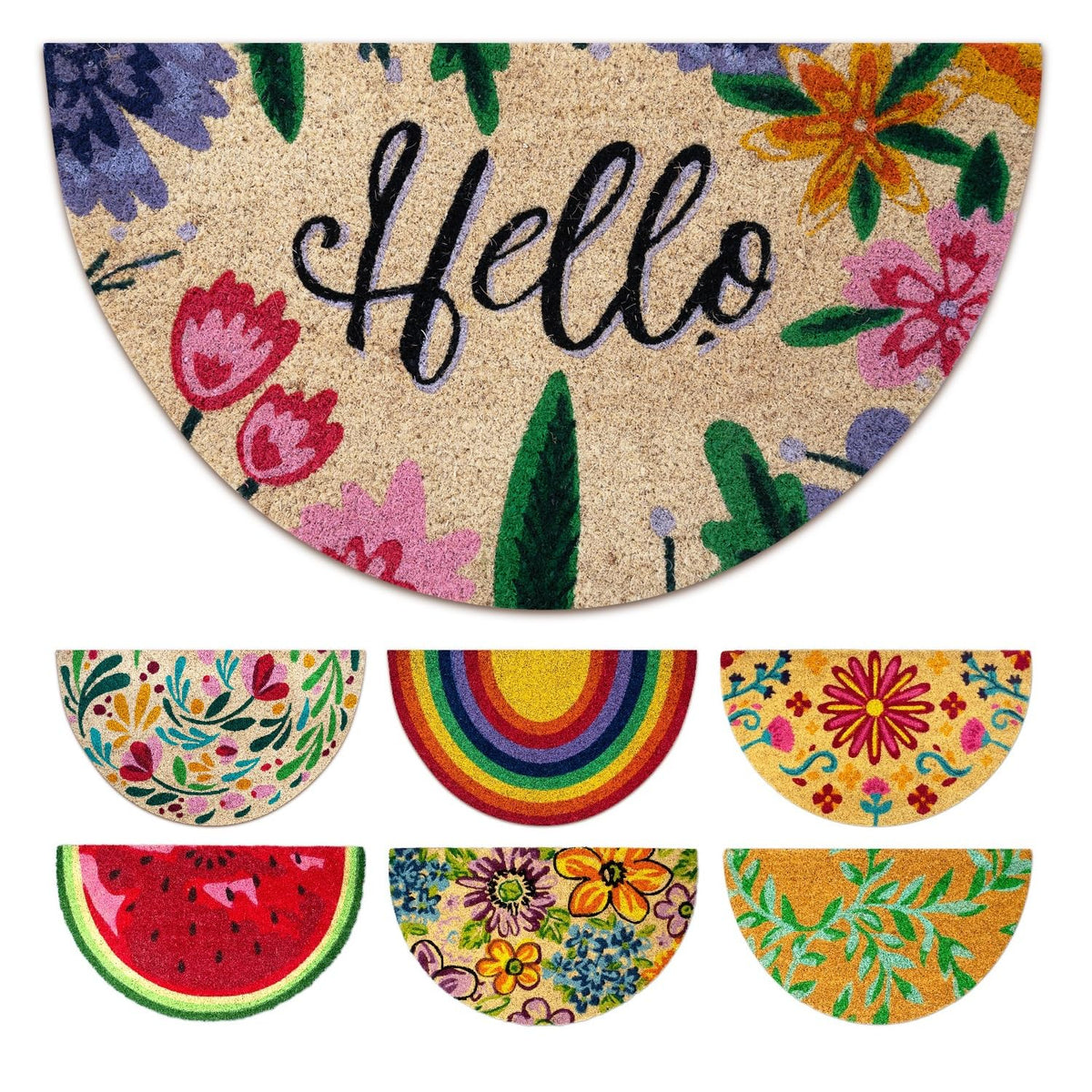 Lua Vika Hello Welcome coir door mat design for outdoor entry.