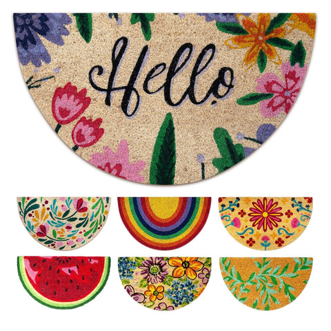 Lua Vika Hello Welcome coir door mat design for outdoor entry.