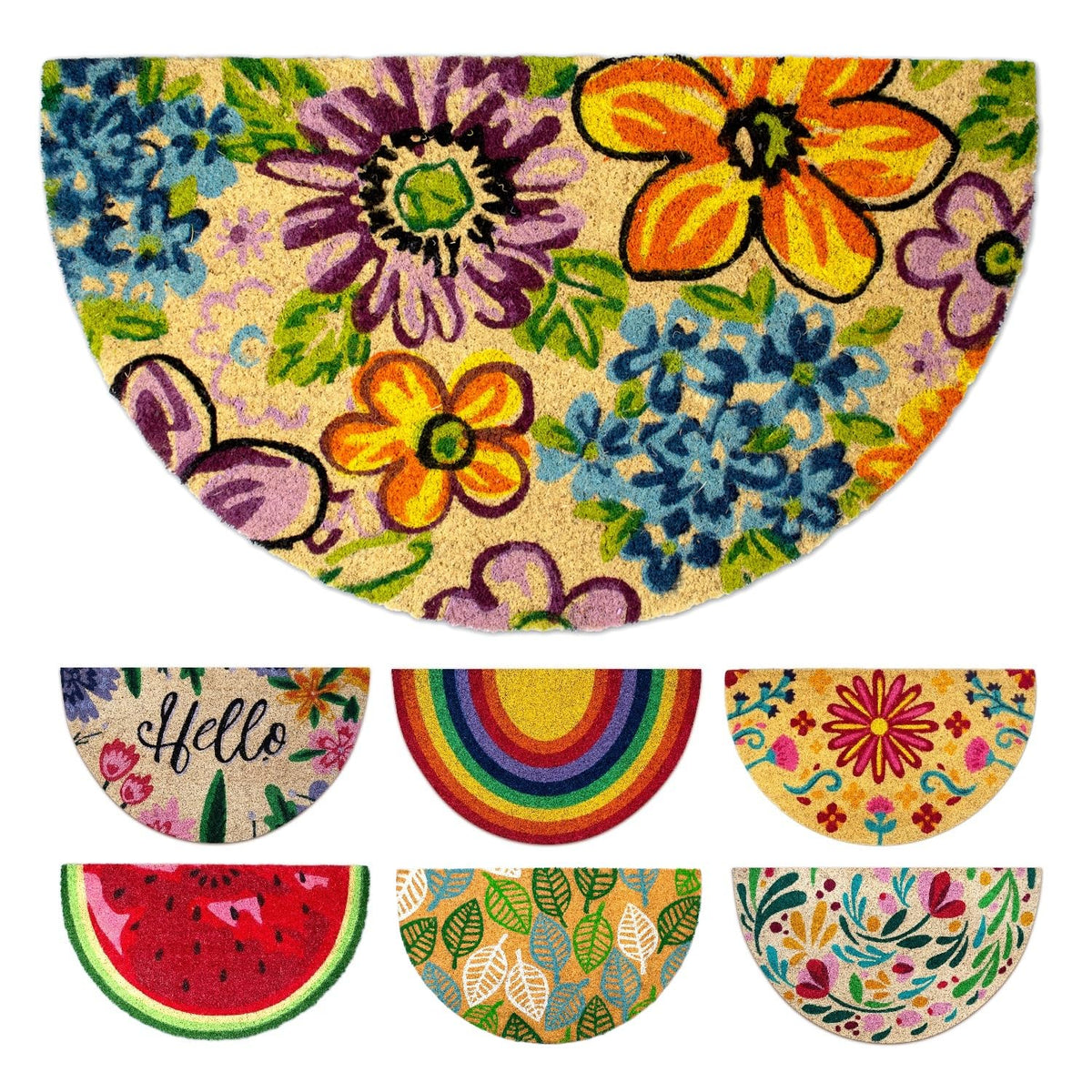 LUA VIKA coir doormat with flowers traps dirt at the door.