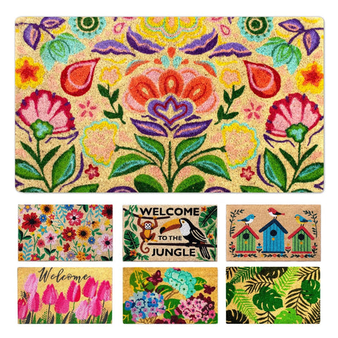 Lua Vika coir doormat at the front door catches mud and welcomes guests.