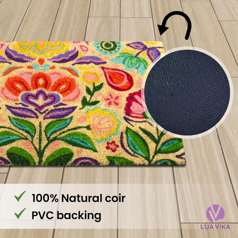 Lua Vika funny welcome mat adds charm at the doorstep.