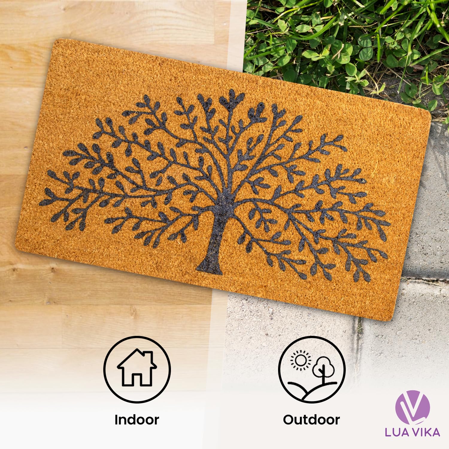 LUA VIKA Tree of Life design adds decorative appeal at entry.