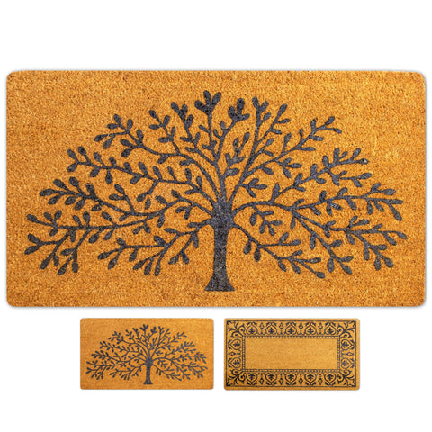 LUA VIKA coir doormat with Tree of Life design traps dirt at the entry.