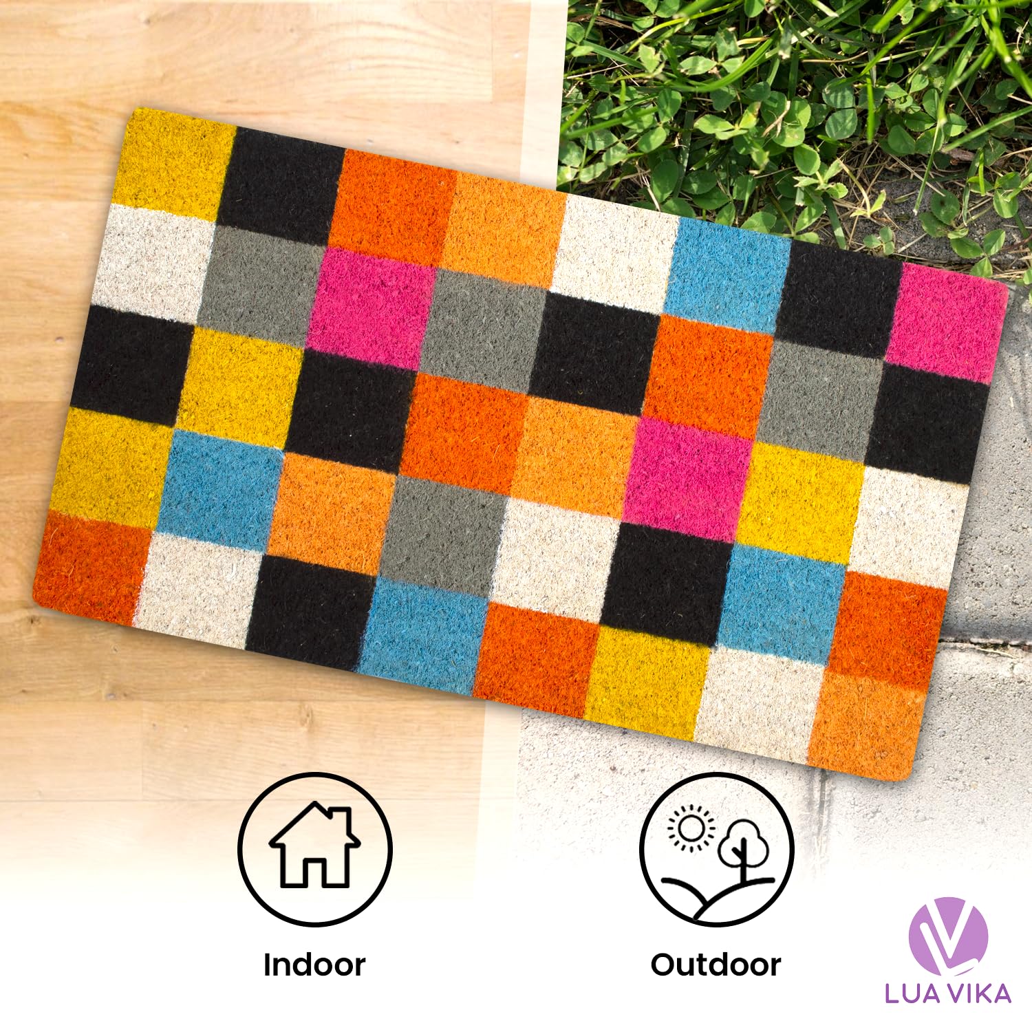 LUA VIKA natural coir texture enhances rustic entrance