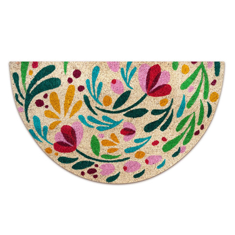 LUA VIKA Flora coir mat with non-slip PVC backing stays in place