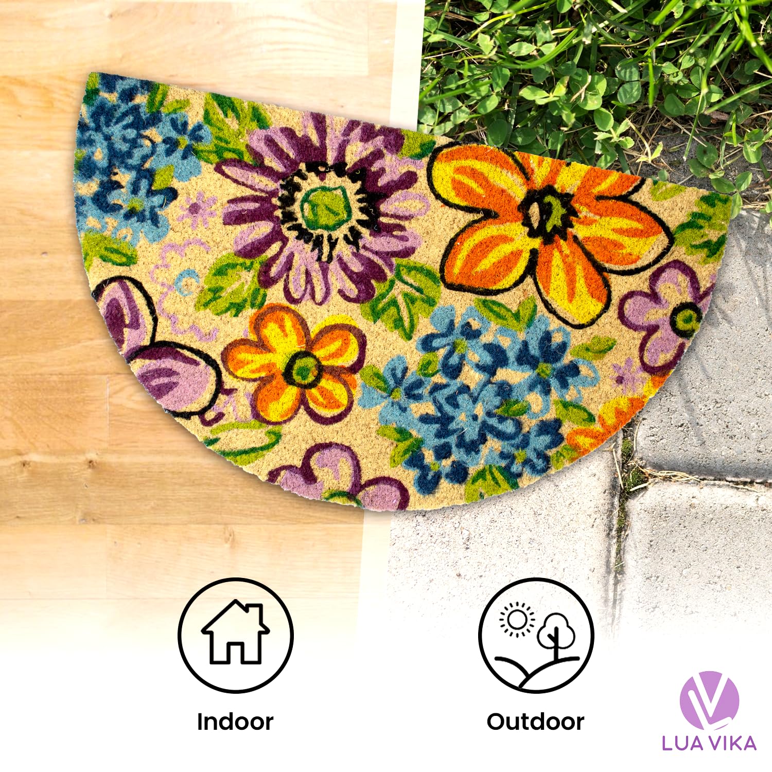LUA VIKA heavy-duty natural coir resists busy entryways.